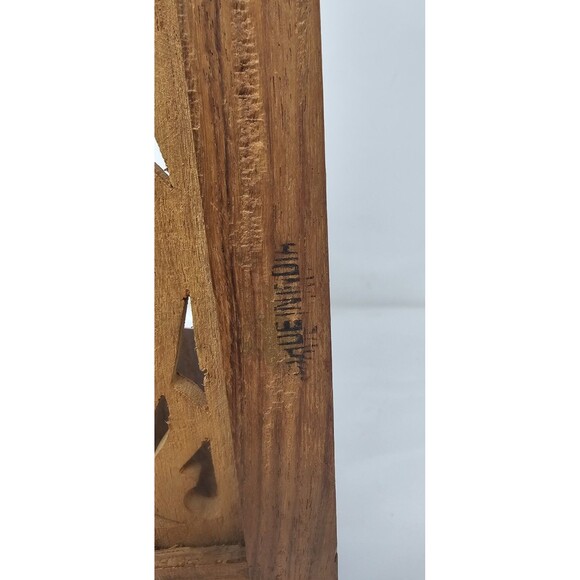 Vintage 16” Hand Carved Wood Folding Corner Display Shelf 2 Tier Owl India - Picture 10 of 16